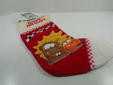 Disneys Cars Movie Lightning Mcqueen And Mater Red Christmas Stocking
