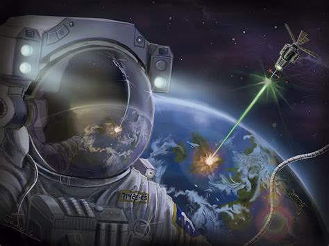 우주 비행사 일러스트 공간 지구 행성 위성 레이 소송 미술 우주 비행사 Hd 배경 화면 Wallpaperbetter