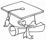 Graduation Cap Drawing Coloring Pages Preschool Diploma Cards Hat sketch template