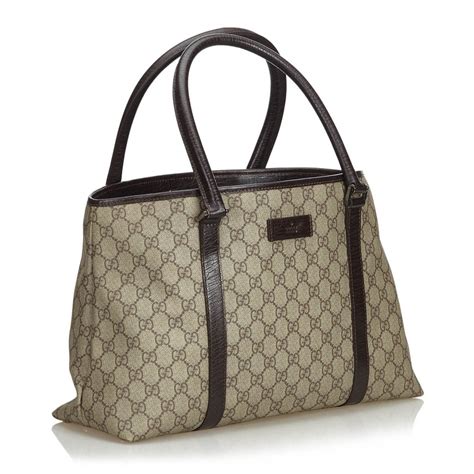 gucci vintage gg tote bag brown leather handbag luxury high