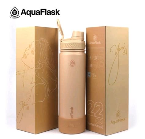 aquaflask oz limited edition yassi flask  silicon boot beige