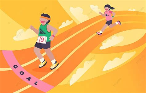 Gambar Orang Berlari Ilustrasi Vektor Rata Atlet Lelaki Dan Wanita Yang