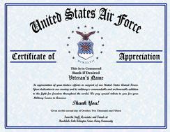 military veterans appreciation certificates veterans appreciation