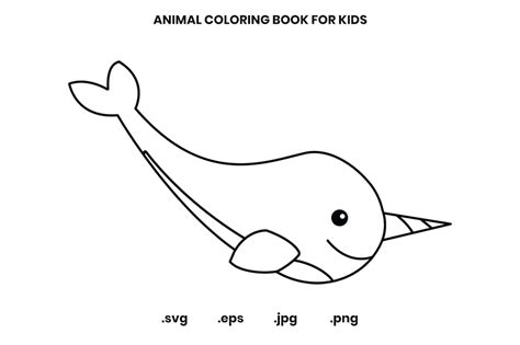 narwhal coloring page  kids graphic  doridodesign creative fabrica