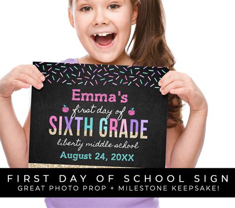 sixth grade  day  school chalkboard sign printable etsy