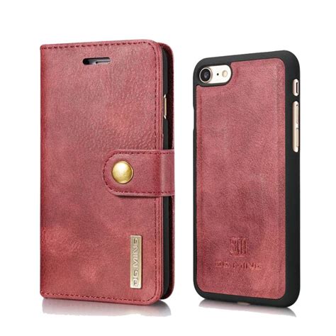 wallet leather case  apple iphone   detachable  cover double folded stand coque