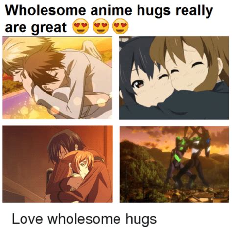 wholesome hugs wholesomeanimemes