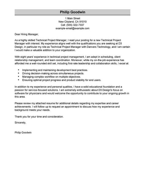 amazing technical project manager cover letter examples templates