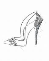 Cinderella Glass Slipper Shoe Drawing Slippers Disney Choo Jimmy Andrew Paul Silhouette Nicholas Kirkwood Designers Shoes Designer Template Gets Sketch sketch template