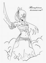 Erza Scarlet Fairy Tail Coloring Pages Coloriage Natsu Avec Kindpng Pngfind sketch template