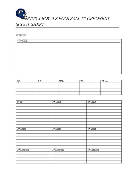 printable football scouting report template printable templates