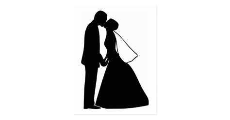 Wedding Kiss Bride And Groom Silhouette Postcard