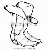 Cowboy Boots Drawing Hat Patterns Western Illustration Burning Wood sketch template
