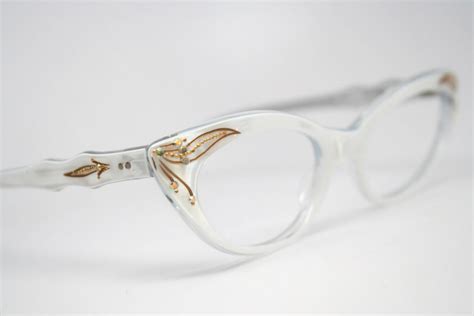 Vintage Cat Eye Glasses White Rhinestone Cateye Frames In 2020 Cat
