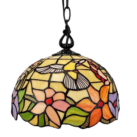 Amora Lighting 2 Light Multi Color Hanging Pendant Lamp With Stained