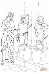 Coloring Jesus Water Wine Into Jars Miracles Six Turn Related Pages sketch template