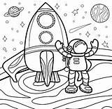 Astronaut Coloring Pages Space Planet Kids Color Planets Wonder Spaceship sketch template