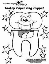 Dental Health Tooth Puppet Activities Paper Kids Coloring Bag Teeth Preschool Theme Puppets Dentist Sheets Hygiene Month Oral Crafts Pages sketch template