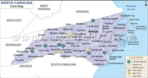map  north carolina state map  usa