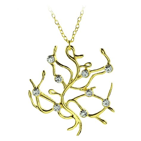 disney princess belle gold tree necklace beauty   beast pendant  gift jewelry