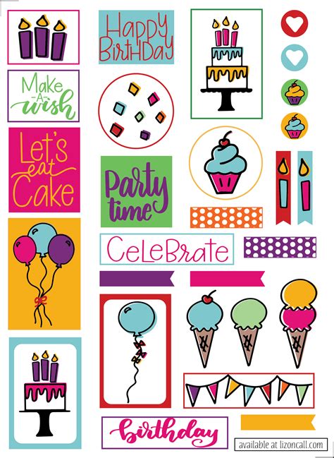 printable birthday planner stickers printable word searches