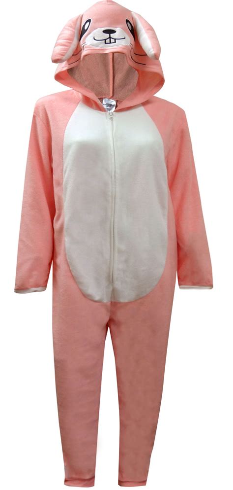 onesie bioworld merchandising womens adorable pink bunny hooded onesie pajama medium
