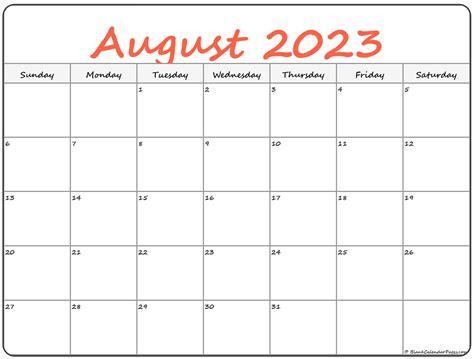 august calendar template