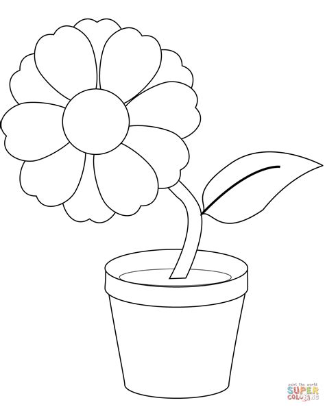 flower   pot coloring page  printable coloring pages