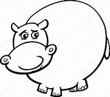 Cartoon Hippopotamus sketch template