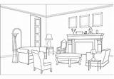Coloring Room Clipart Living Pages Dining Cliparts Clip Table Family Print Library Coffee sketch template