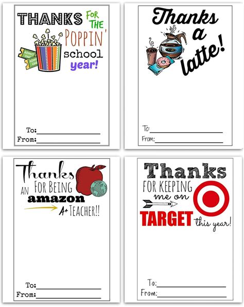 printable gift card holders  teacher gifts