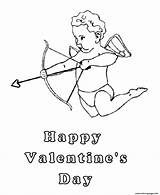 Cupid Coloring Valentines Happy Pages Printable sketch template