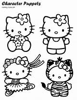 Kitty Hello Coloring Pages Puppets Paper Cartoon Mini Book Character Characters Printable Puppet Drawing Color Cool Sheets Colouring Kids Books sketch template