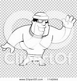 Robber Cartoon Waving Male Outlined Coloring Clipart Vector Thoman Cory sketch template