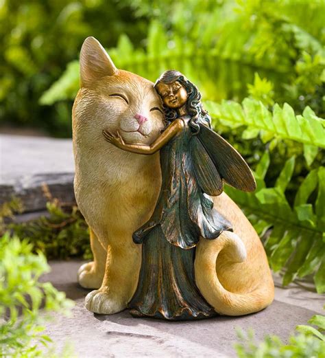 fairy  cat garden statue plow hearth