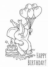 Birthday Coloring Happy Pages Elephant Printable Cards Adults Him Print Kids Her sketch template