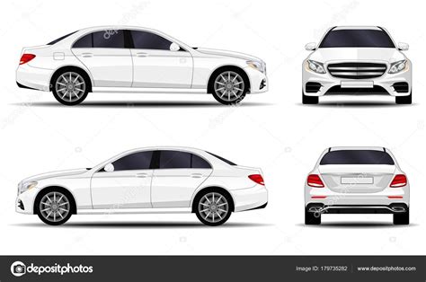 realistic car sedan front view side view  view stock vector image