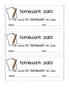 homework pass freebie  turners learners tpt