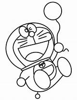 Doraemon Coloring Pages Balloon Holding Color Netart sketch template