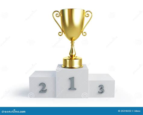 gold trophy cup winners pedestal stock photography image