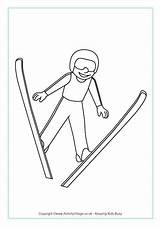 Ski Colouring Jumping Drawing Winter Olympics Pages Skating Coloring Activityvillage Skiing Olympic Jumper Games Sports Kids Drawings Board Preschool Colour sketch template