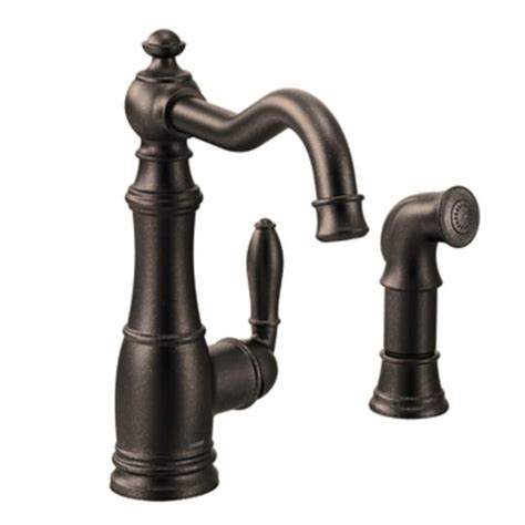 moen weymouth oil rubbed bronze  handle deck mount high arc kitchen faucet  lowescom