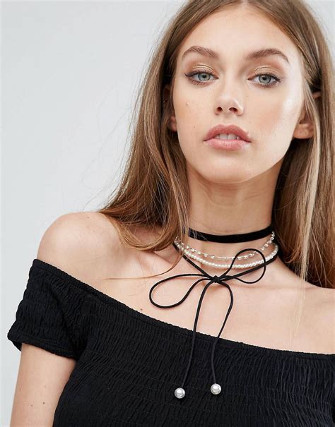 Love This From Asos Chokers Layered Pearl Necklace Tie Necklace