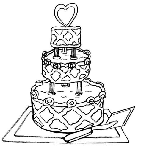 sweet wedding cake coloring pages printable  coloringfolder
