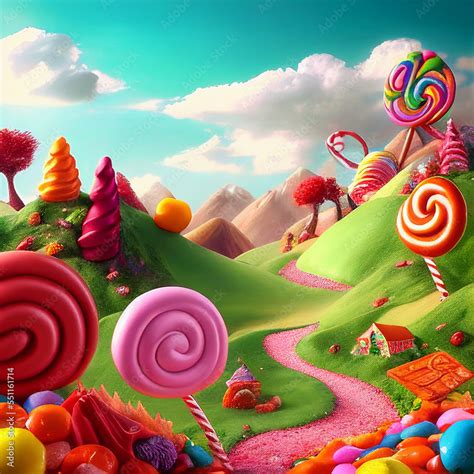 candy land fantasy landscape ilustracion de stock adobe stock