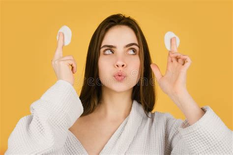 Pretty Young Girl With Daily Morning Skincare Procedures Cleansing
