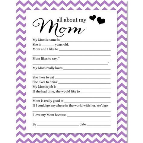 image result  mothers day questionnaire template diy gifts