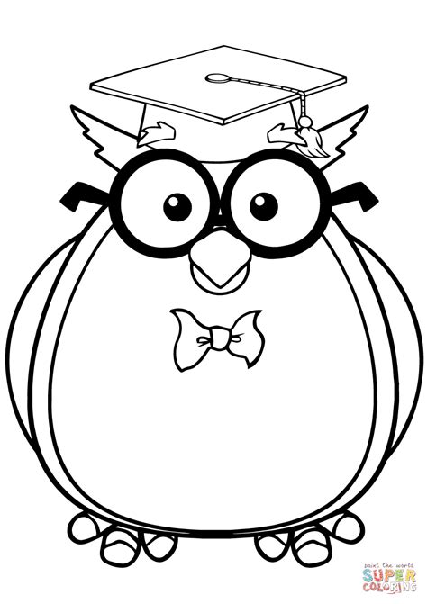 owl graduation page coloring pages