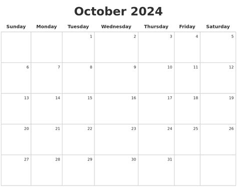 october    calendar