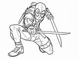 Deadpool Coloring Pages Kids Heroes Super sketch template